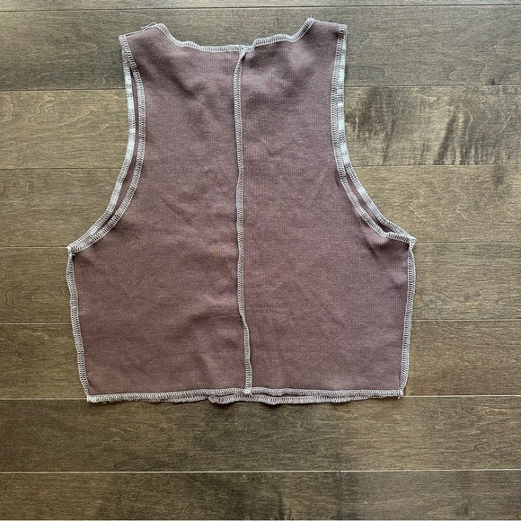 Garage Exposed Seams Cropped Muscle Tank Brown Size M - Picture 5 of 9